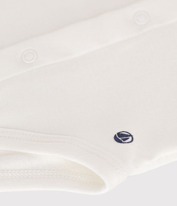 Kurz&auml;rmeliger Baby-Body mit Kragen weiss