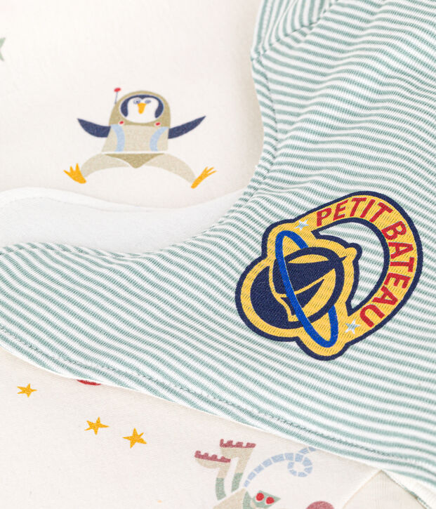 Kinder-Pyjama zum Verkleiden aus Baumwolle mit Raumfahrtmotiven weiss/vielfarbig