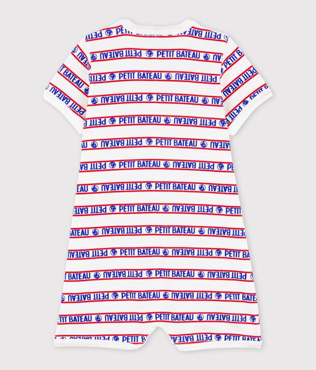 Baby-Kurzoverall aus Baumwolle von Petit Bateau weiss/rot/vielfarbig