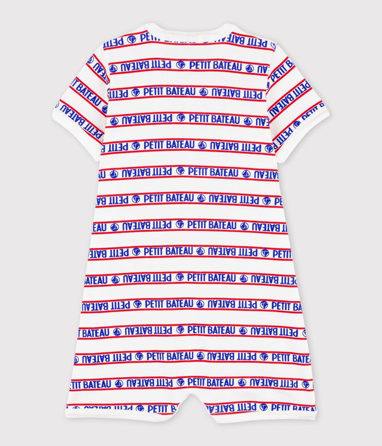 Baby-Kurzoverall aus Baumwolle von Petit Bateau weiss/rot/vielfarbig
