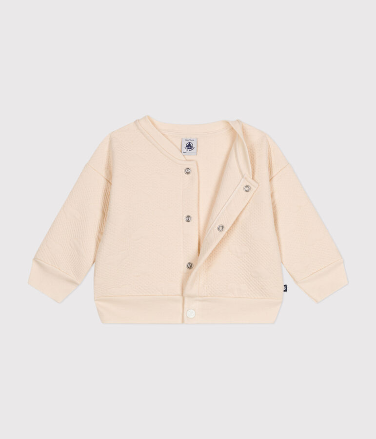 Baby-Cardigan aus gestepptem Doppeljersey naturfarben