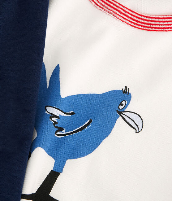 Kinderpyjama aus Bio-Baumwolle mit Kükenmotiv für Jungen blau BRASIER/weiss MULTICO