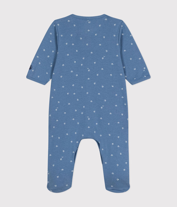 Baby-Strampler aus Baumwolle blau/weiss