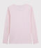 Damen-T-Shirt aus Wolle und Baumwolle rosa CHARME/weiss MARSHMALLOW