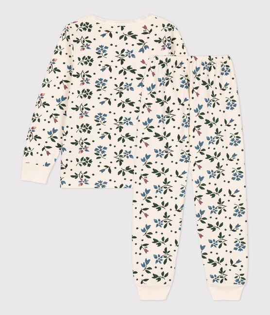 Kinderpyjama aus Molton mit Blumenmotiv für Mädchen weiss AVALANCHE/ MULTICO