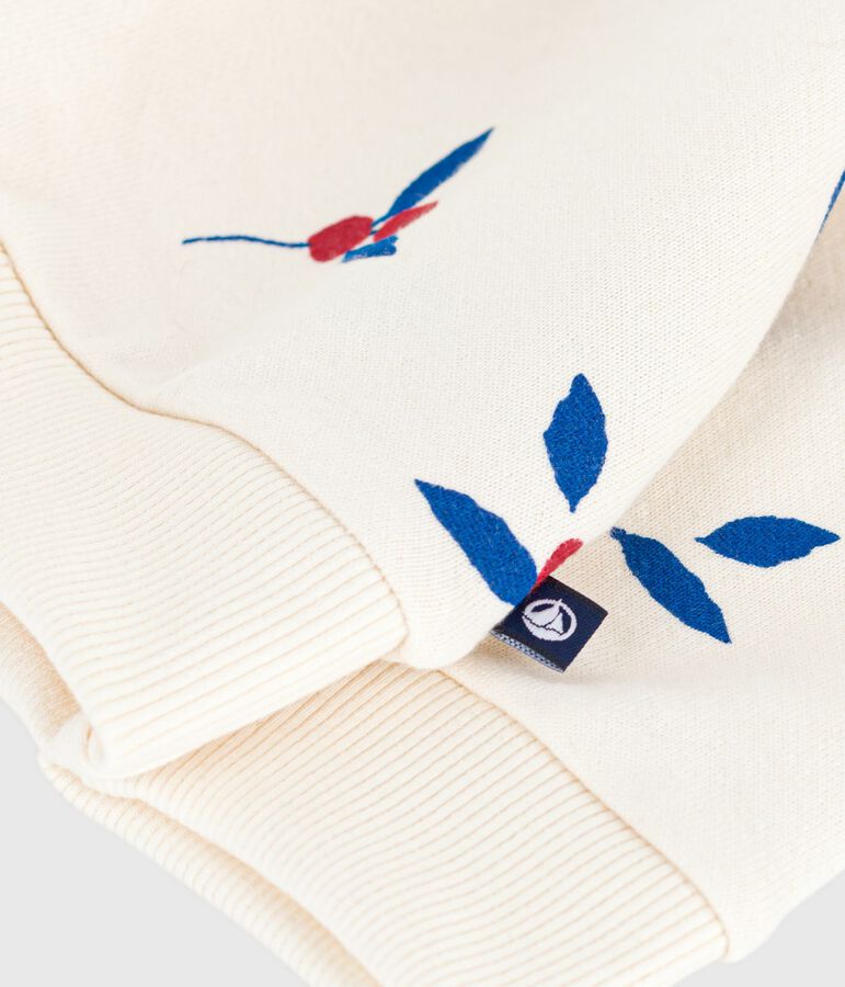Baby-Sweatshirt aus Baumwolle mit Beerenmotiv und Volants naturfarben/vielfarbig