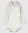 Langärmliger Baby-Body mit Polokragen grau BELUGA CHINE