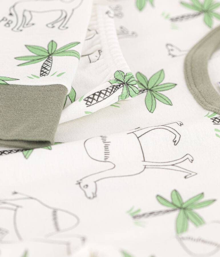 Kinderpyjama aus Baumwolle mit Dromedarmotiv weiss MARSHMALLOW/weiss MULTICO