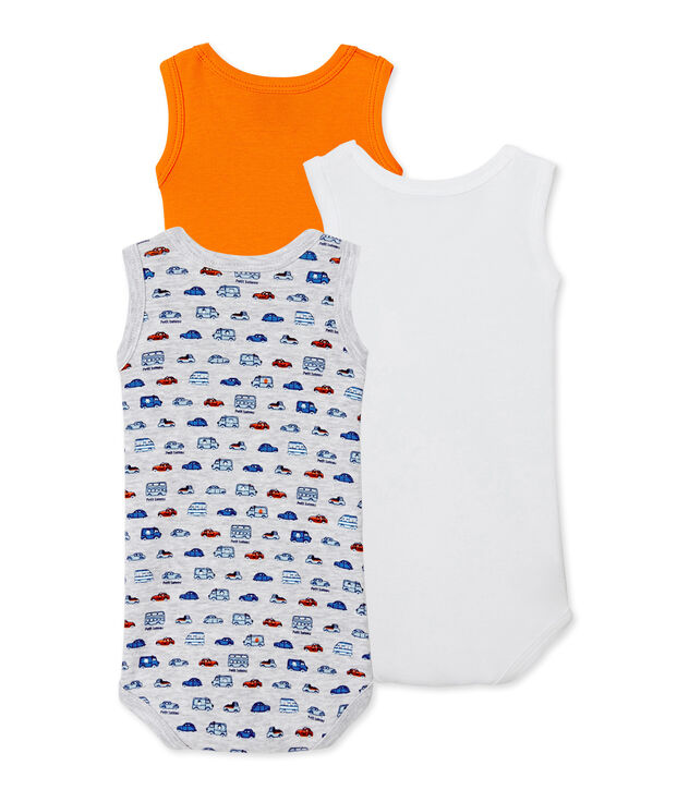 &Auml;rmellose Baby-Jungen-Bodys im 3er-Set weiss