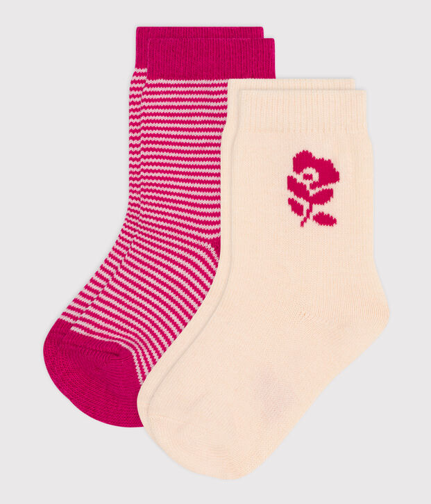 2 Paar Baby-Socken aus Baumwolle mit Blumenmotiv vielfarbig