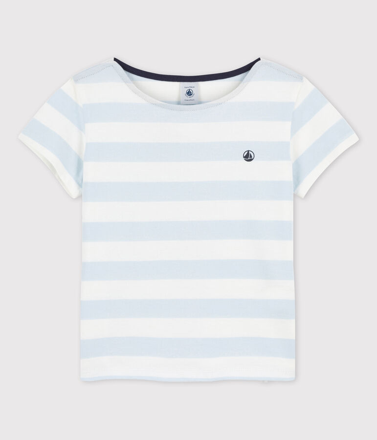 Kurz&auml;rmeliges T-Shirt aus Baumwolle f&uuml;r M&auml;dchen blau/weiss