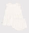 Kurzärmeliges weißes Baby-Kleid mit Wabenmuster und Bloomer weiss MARSHMALLOW
