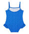 Gepunkteter Baby-Mädchen-Badeanzug blau PERSE/weiss MARSHMALLOW