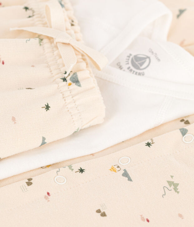 Baby-Set aus bedruckter Baumwolle naturfarben/vielfarbig