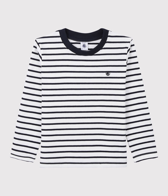 Kinder-T-Shirt aus Jersey für Mädchen/Jungen weiss MARSHMALLOW/blau SMOKING