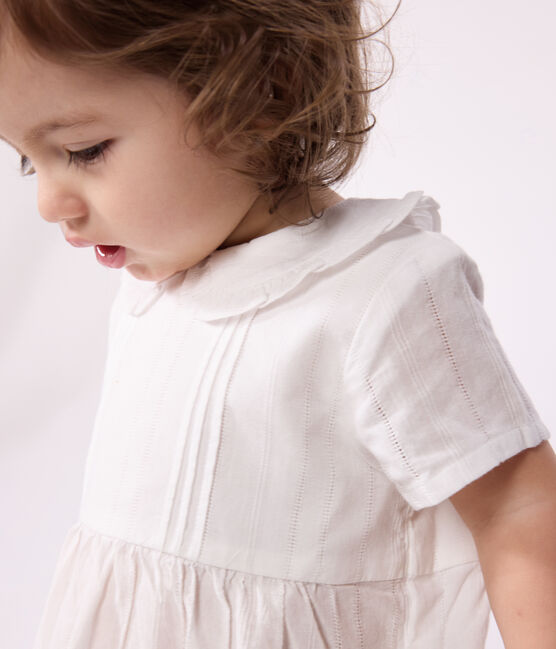 Weißes Baby-Kleid und Bloomer aus Baumwolle mit Lochstickereien weiss ECUME