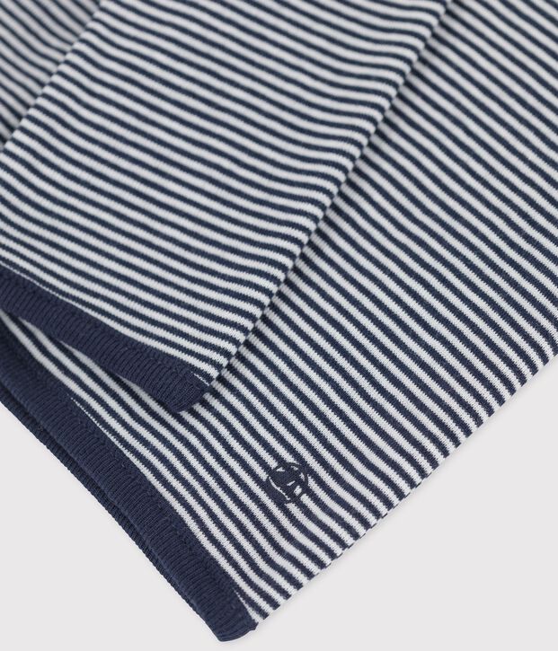 Baby-Strickjacke aus Bio-Baumwolle mit Ringelstreifen blau/weiss