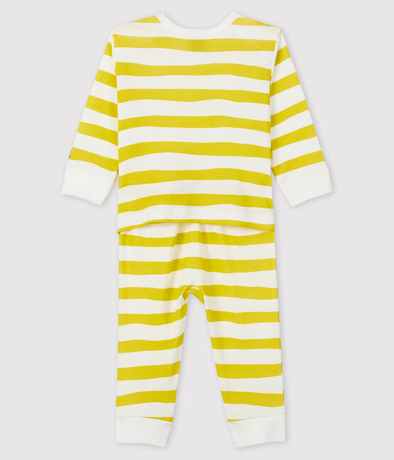 Baby-Strampler aus Rippstrick ohne Druckknöpfe gelb BLE/weiss MARSHMALLOW