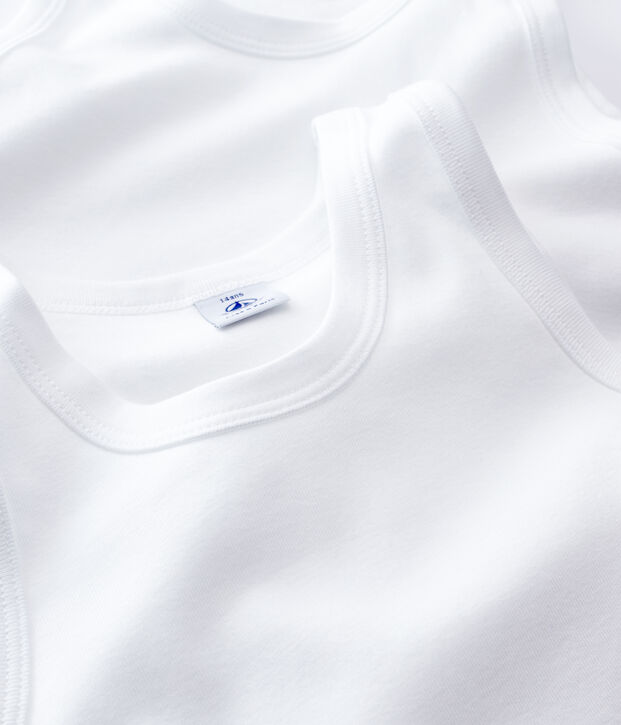 2er-Set wei&szlig;e Unterhemden aus Bio-Baumwolle f&uuml;r Jungen vielfarbig