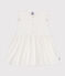 Ärmelloses Baby-Kleid aus gemusterter Baumwolle weiss MARSHMALLOW