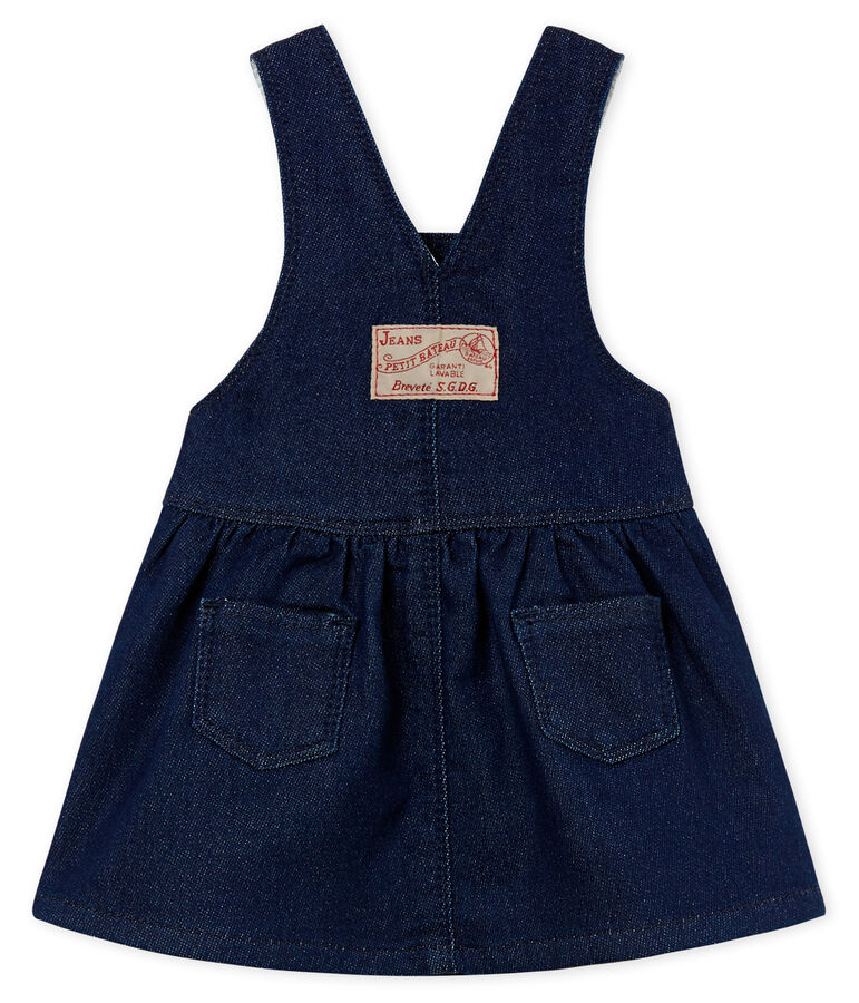 Langes baby-latzleid aus strick im denimlook m&auml;dchen blau/beige