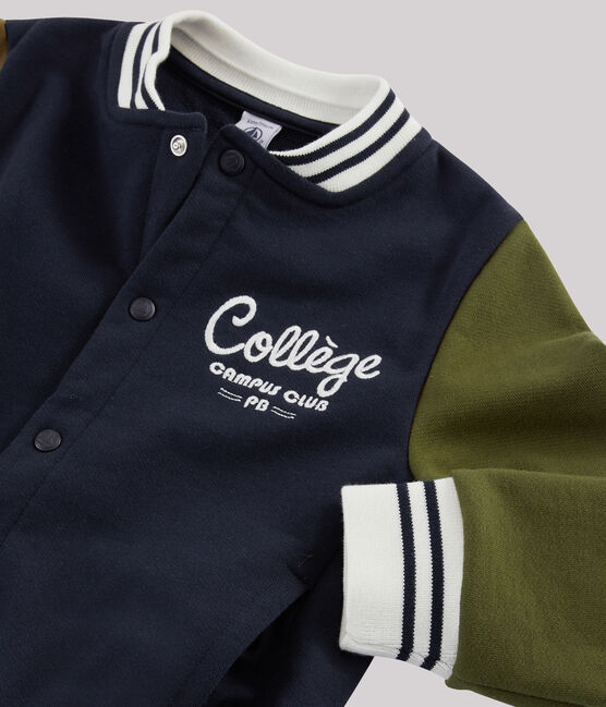 Teddy-Pullover für Jungen blau SMOKING/grün MILITARY