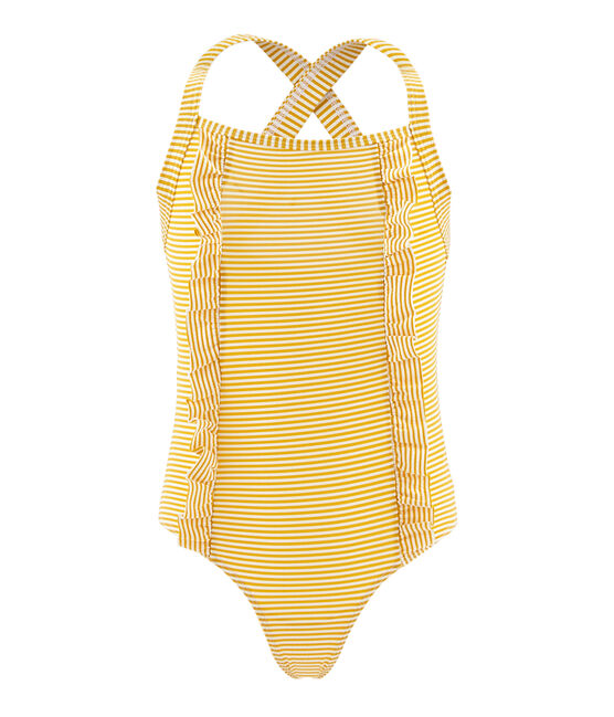 1-teiliger Kinder-Badeanzug Mädchen gelb BAMBOO/weiss MARSHMALLOW