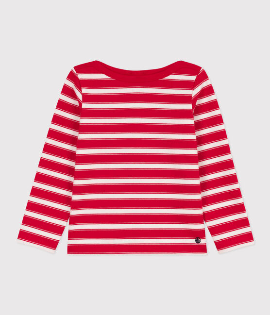 Streifenshirt aus dichter Baumwolle für Mädchen und Jungen rot PEPS/weiss MARSHMALLOW