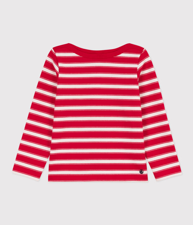Streifenshirt aus dichter Baumwolle f&uuml;r M&auml;dchen und Jungen rot/weiss