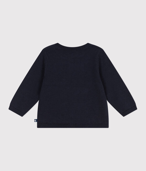 Baby-Cardigan aus einfarbigem Baumwollstrick blau SMOKING