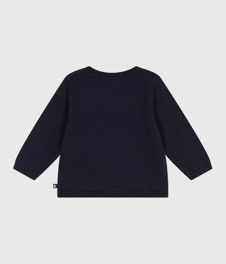 Baby-Cardigan aus einfarbigem Baumwollstrick blau