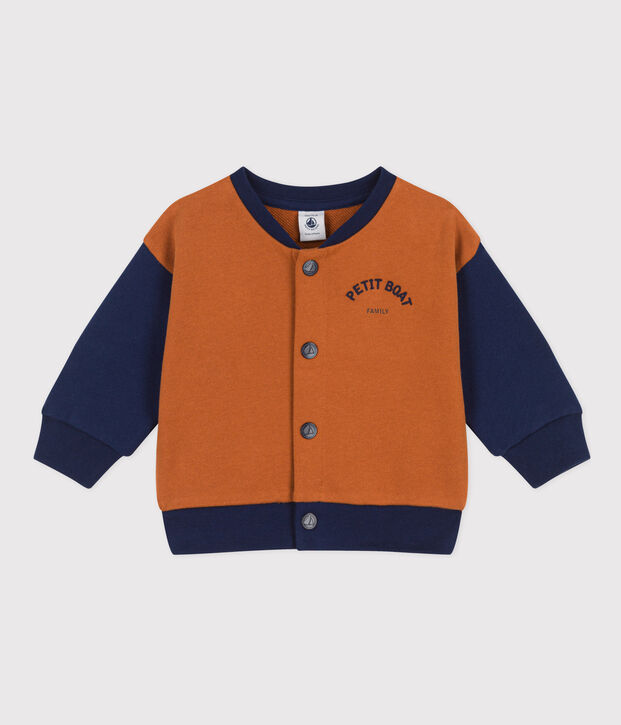 Baby-Teddy aus Molton braun/blau