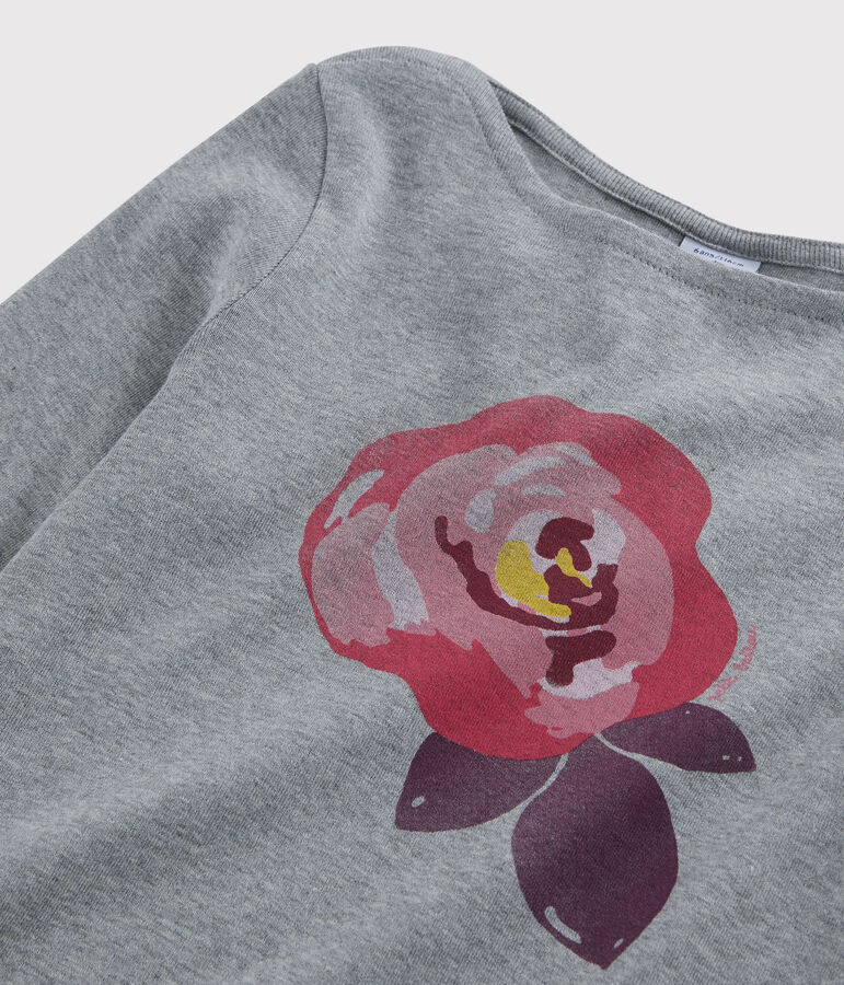 Kinder-T-Shirt mit Siebdruck f&uuml;r M&auml;dchen grau