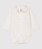 Weißer Baby-Body mit Kragen aus Bio-Baumwolle weiss MARSHMALLOW