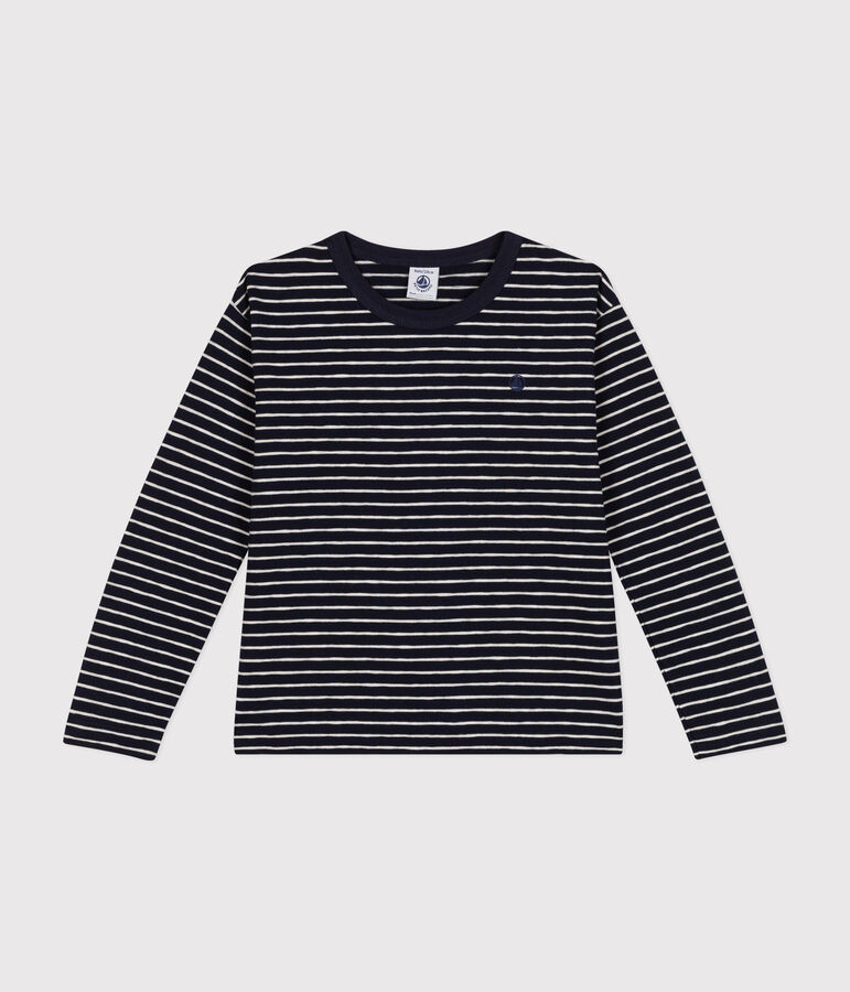 Lang&auml;rmeliges Kinder-T-Shirt aus geflammten Jersey f&uuml;r Jungen blau/beige