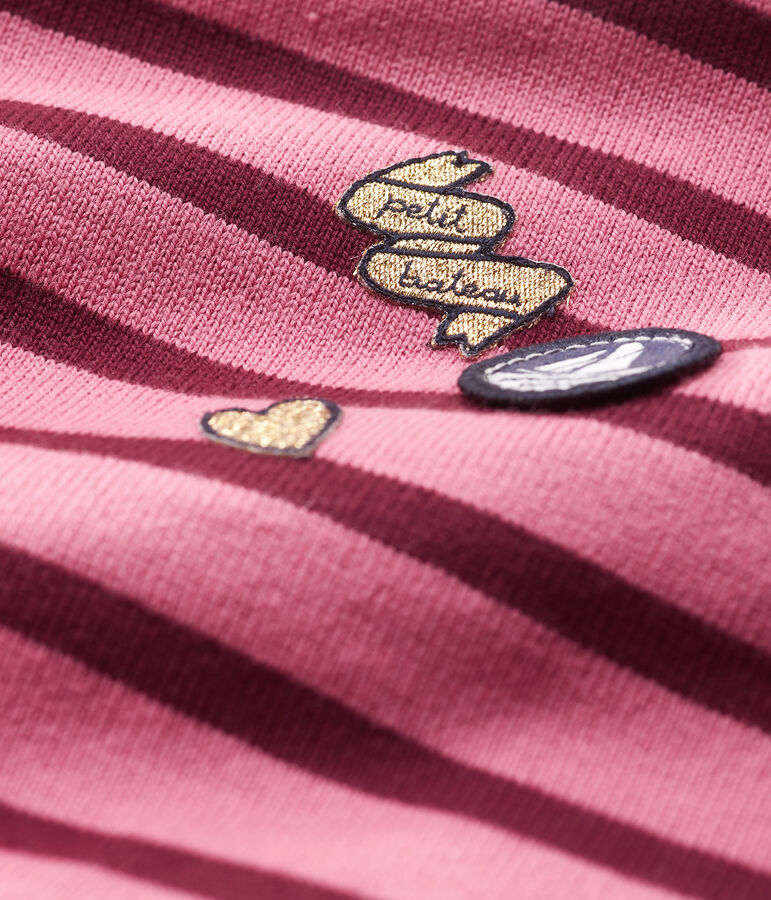 Lang&auml;rmeliges Baby-Upcycling-Streifenshirt f&uuml;r M&auml;dchen rosa/vielfarbig