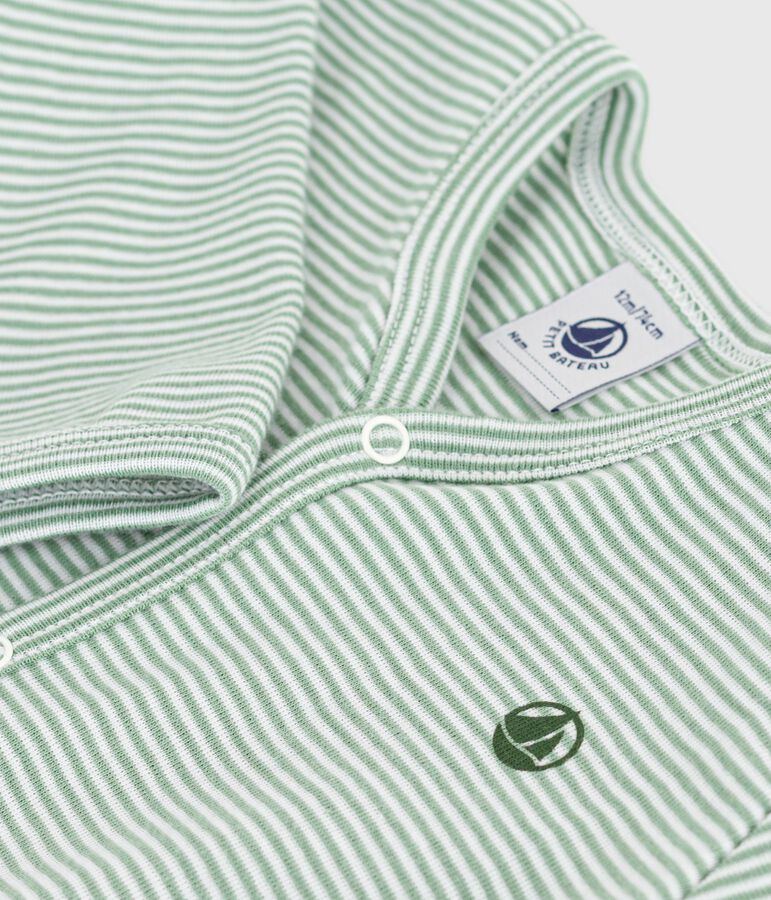 Strampler aus Baumwolle mit Ringelstreifen gr&uuml;n/weiss