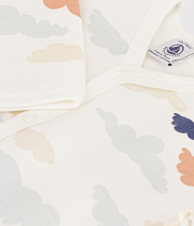 Bedruckter Strampler aus Molton weiss/vielfarbig