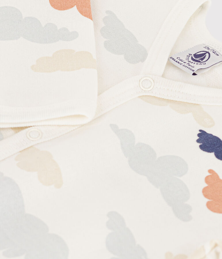 Bedruckter Strampler aus Molton weiss/vielfarbig