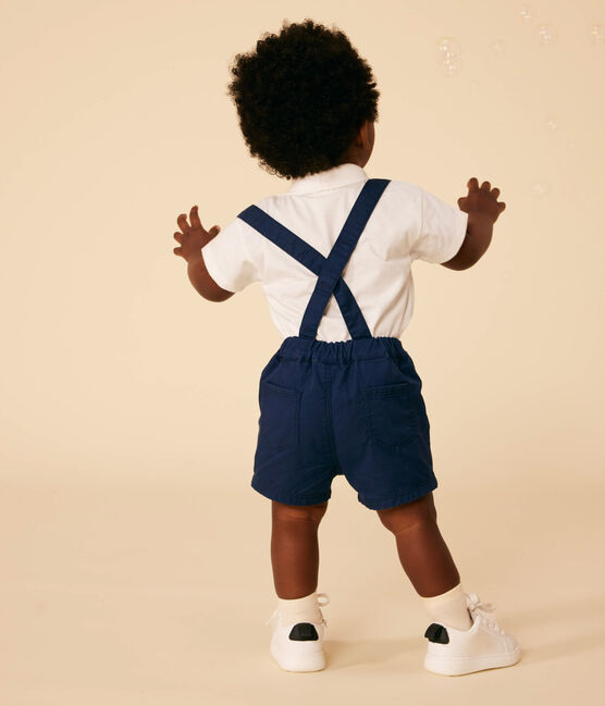 Kurzärmeliges Baby-Poloshirt aus Baumwolle weiss MARSHMALLOW
