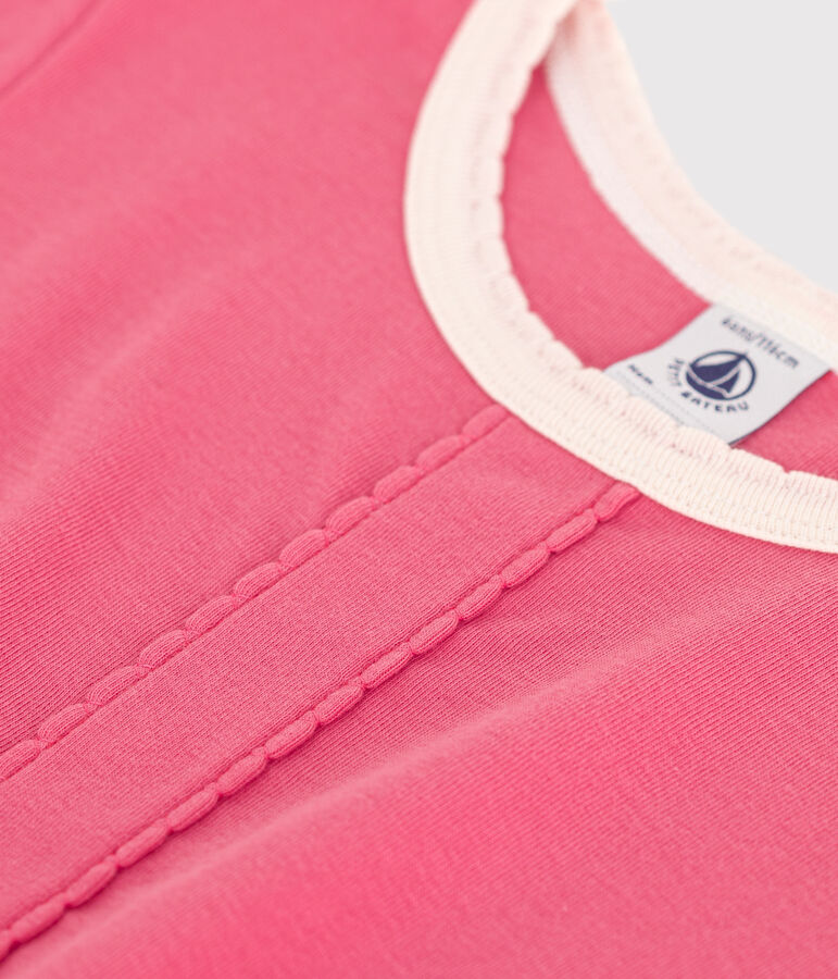 Kurz&auml;rmeliges Kinder-Kleid aus einfarbiger Baumwolle rosa PEONIA