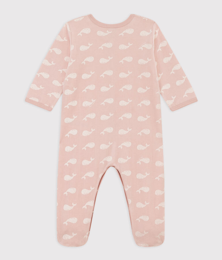 Baby-Strampler aus Nicki mit rosa Walmotiv rosa/weiss