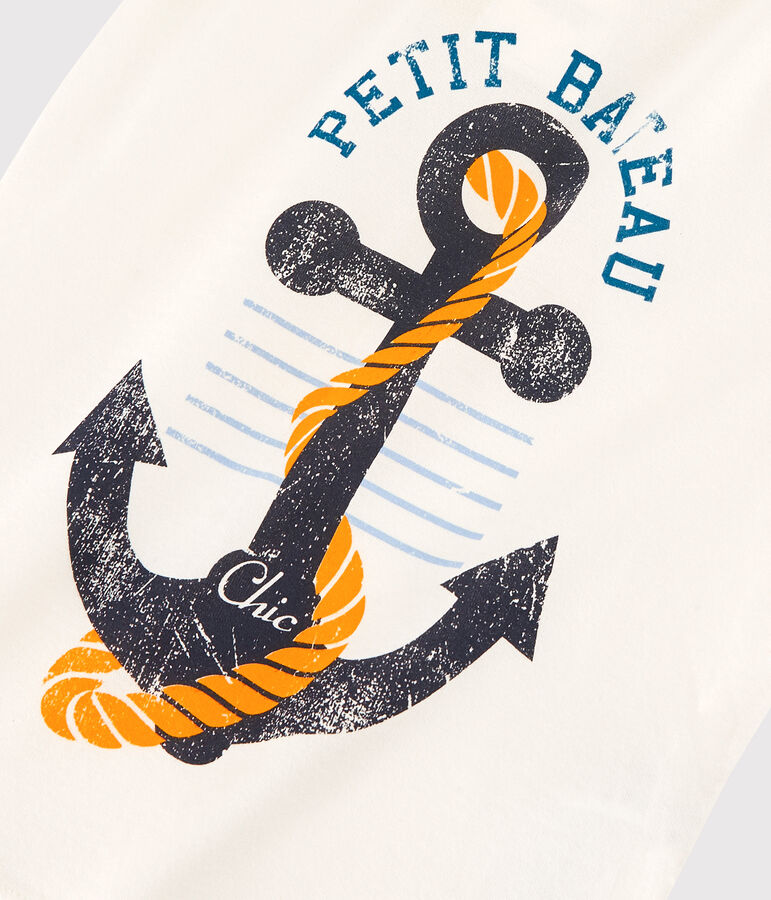 Kurz&auml;rmeliges Kinder-T-Shirt aus Jersey f&uuml;r Jungen weiss MARSHMALLOW 1