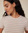 Kurzärmeliges Damen-T-Shirt "L'Iconique" aus gestreiftem Rippstrick weiss AVALANCHE/ MULTICO