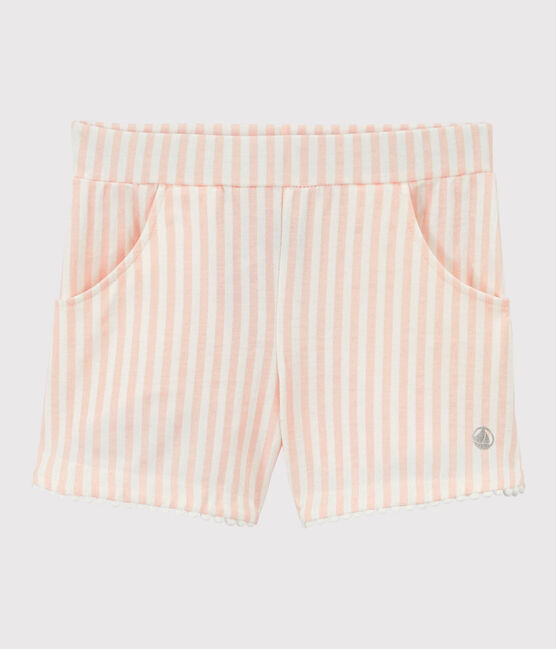 Kinder-Shorts aus Jersey für Mädchen rosa MINOIS/weiss MARSHMALLOW