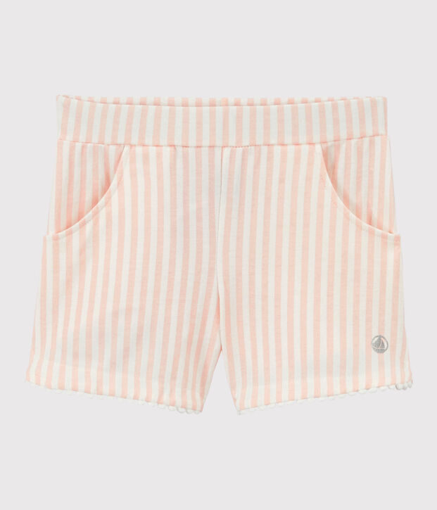 Kinder-Shorts aus Jersey f&uuml;r M&auml;dchen rosa/weiss