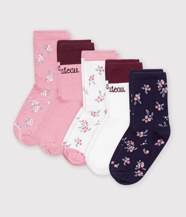 5er-Set Kinder-Socken aus Baumwolle mit Blumenmuster vielfarbig