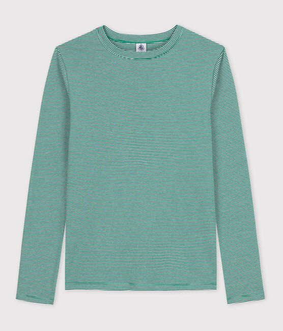 Eng anliegendes T-Shirt mit Rundhalsausschnitt aus Bio-Baumwolle für Damen blau ROVER/weiss MARSHMALLOW
