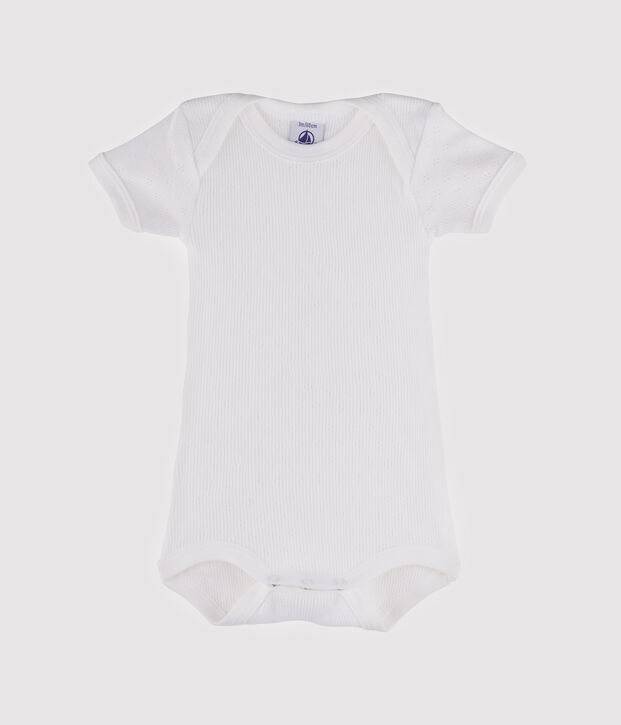 Kurz&auml;rmeliger Baby-Body f&uuml;r M&auml;dchen - Jungen weiss