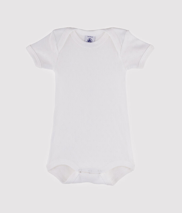 Kurz&auml;rmeliger Baby-Body f&uuml;r M&auml;dchen - Jungen weiss